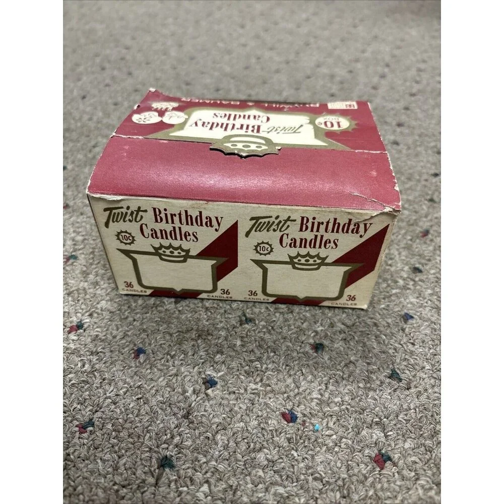 Vintage 1961 W&B Co. Twist Birthday Candles New Old Stock Case Of 12 Pks,36per